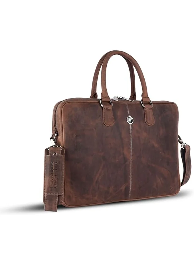 HAMMONDS FLYCATCHER Genuine Leather Laptop Bag for Men - Office Bag - Fits Up to 14/15.6/16 Inch Laptop - Laptop Messenger Bags/Leather Bag for Men with Adjustable Shoulder Strap